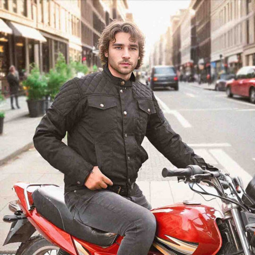 RIDERACT® Men’s Waterproof Motorcycle Jacket with Armor  Textile Riding Gear